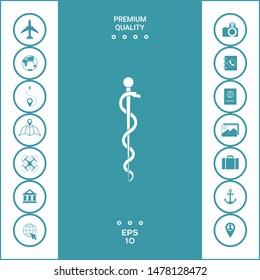 Rod of Asclepius Snake Coiled Up Silhouette. Graphic elements for your design