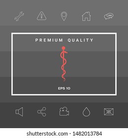 Rod of Asclepius Snake Coiled Up Silhouette. Graphic elements for your design