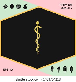Rod of Asclepius Snake Coiled Up Silhouette. Graphic elements for your design