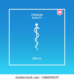 Rod of Asclepius Snake Coiled Up Silhouette. Graphic elements for your design