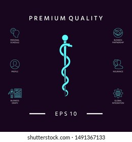 Rod of Asclepius Snake Coiled Up Silhouette. Graphic elements for your design