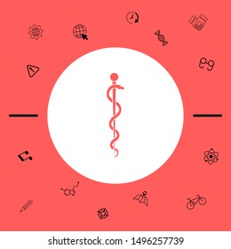 Rod of Asclepius Snake Coiled Up Silhouette. Graphic elements for your design