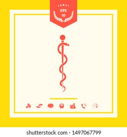 Rod of Asclepius Snake Coiled Up Silhouette. Graphic elements for your design