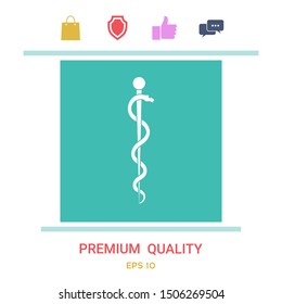 Rod of Asclepius Snake Coiled Up Silhouette. Graphic elements for your design