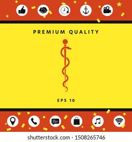 Rod of Asclepius Snake Coiled Up Silhouette. Graphic elements for your design