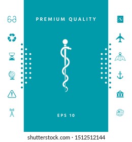Rod of Asclepius Snake Coiled Up Silhouette. Graphic elements for your design