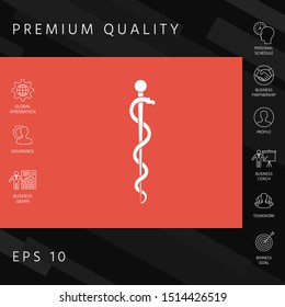 Rod of Asclepius Snake Coiled Up Silhouette. Graphic elements for your design