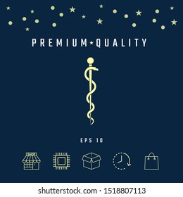 Rod of Asclepius Snake Coiled Up Silhouette. Graphic elements for your design