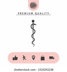 Rod of Asclepius Snake Coiled Up Silhouette. Graphic elements for your design