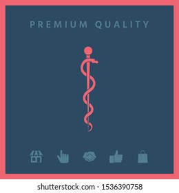 Rod of Asclepius Snake Coiled Up Silhouette. Graphic elements for your design