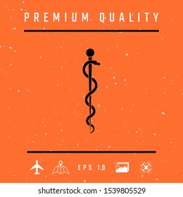 Rod of Asclepius Snake Coiled Up Silhouette. Graphic elements for your design
