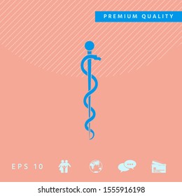 Rod of Asclepius Snake Coiled Up Silhouette. Graphic elements for your design