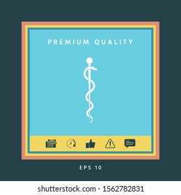 Rod of Asclepius Snake Coiled Up Silhouette. Graphic elements for your design