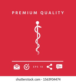 Rod of Asclepius Snake Coiled Up Silhouette. Graphic elements for your design
