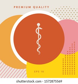 Rod of Asclepius Snake Coiled Up Silhouette. Graphic elements for your design