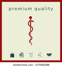 Rod of Asclepius Snake Coiled Up Silhouette. Graphic elements for your design