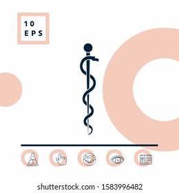 Rod of Asclepius Snake Coiled Up Silhouette. Graphic elements for your design
