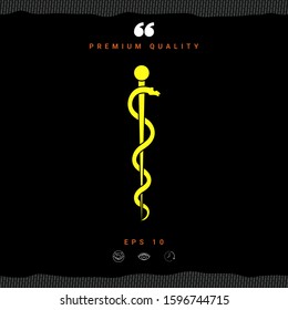 Rod of Asclepius Snake Coiled Up Silhouette. Graphic elements for your design