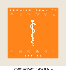 Rod of Asclepius Snake Coiled Up Silhouette. Graphic elements for your design