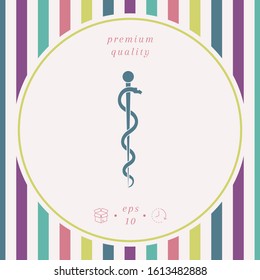 Rod of Asclepius Snake Coiled Up Silhouette. Graphic elements for your design