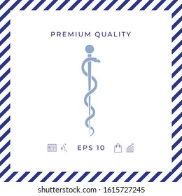 Rod of Asclepius Snake Coiled Up Silhouette. Graphic elements for your design