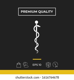 Rod of Asclepius Snake Coiled Up Silhouette. Graphic elements for your design