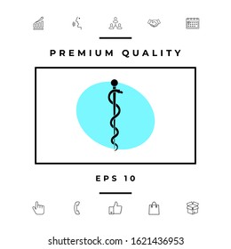 Rod of Asclepius Snake Coiled Up Silhouette. Graphic elements for your design