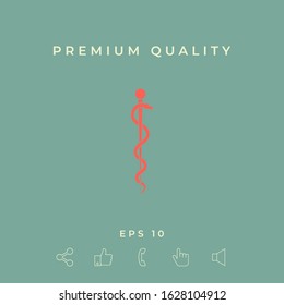 Rod of Asclepius Snake Coiled Up Silhouette. Graphic elements for your design