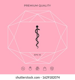 Rod of Asclepius Snake Coiled Up Silhouette. Graphic elements for your design