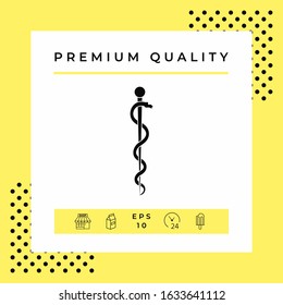 Rod of Asclepius Snake Coiled Up Silhouette. Graphic elements for your design