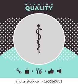 Rod of Asclepius Snake Coiled Up Silhouette. Graphic elements for your design