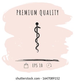 Rod of Asclepius Snake Coiled Up Silhouette. Graphic elements for your design