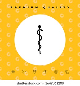 Rod of Asclepius Snake Coiled Up Silhouette. Graphic elements for your design