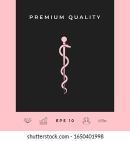 Rod of Asclepius Snake Coiled Up Silhouette. Graphic elements for your design