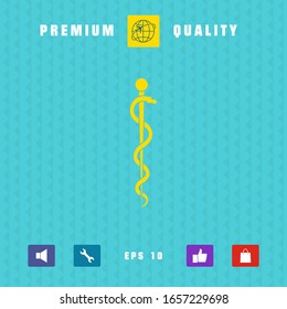Rod of Asclepius Snake Coiled Up Silhouette. Graphic elements for your design