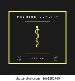 Rod of Asclepius Snake Coiled Up Silhouette. Graphic elements for your design