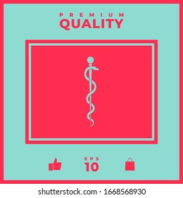 Rod of Asclepius Snake Coiled Up Silhouette. Graphic elements for your design