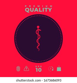 Rod of Asclepius Snake Coiled Up Silhouette. Graphic elements for your design