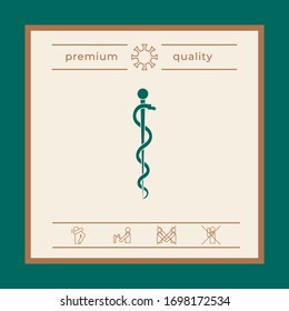 Rod of Asclepius Snake Coiled Up Silhouette. Graphic elements for your design