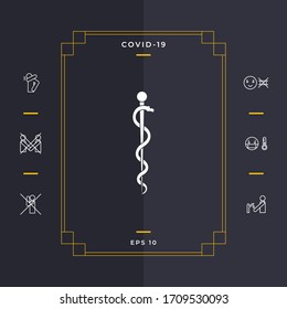 Rod of Asclepius Snake Coiled Up Silhouette. Graphic elements for your design