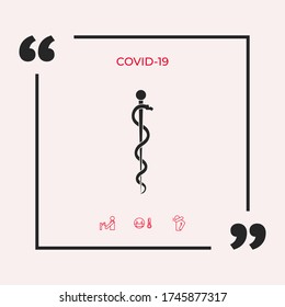 Rod of Asclepius Snake Coiled Up Silhouette. Graphic elements for your design