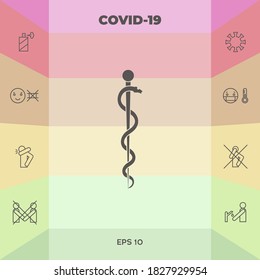 Rod of Asclepius Snake Coiled Up Silhouette. Graphic elements for your design