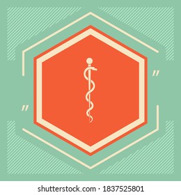 Rod of Asclepius Snake Coiled Up Silhouette. Graphic elements for your design