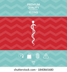 Rod of Asclepius Snake Coiled Up Silhouette. Graphic elements for your design