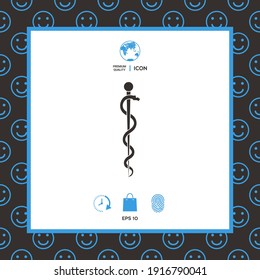 Rod of Asclepius Snake Coiled Up Silhouette, elements for your design