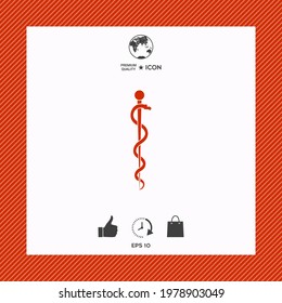Rod of Asclepius Snake Coiled Up Silhouette, elements for your design