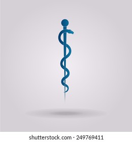 Rod of Asclepius Snake Coiled Up Silhouette Isolated on