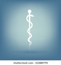 Rod of Asclepius Snake Coiled Up Silhouette Isolated on