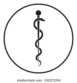 Rod of Asclepius Snake Coiled Up Silhouette