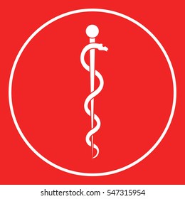 Rod of Asclepius Snake Coiled Up Silhouette